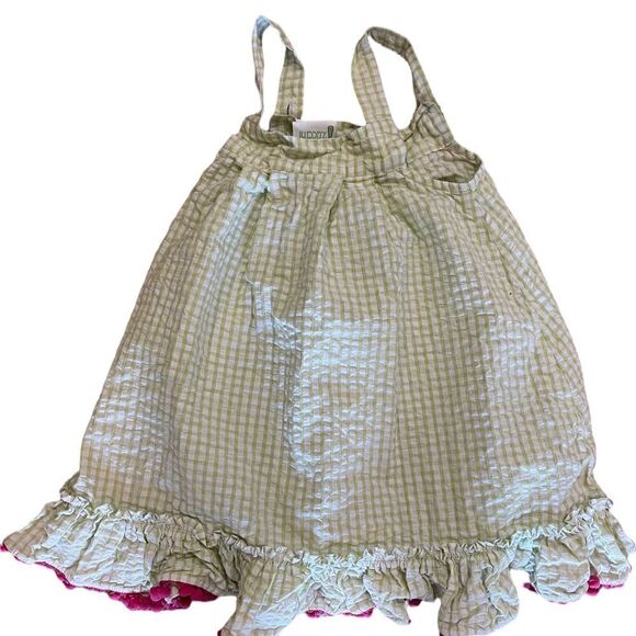 Zuccini Seer Sucker Dress with Strawberry & Pom Poms, Size 3T - Picture 2 of 3